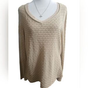 J.H Collectibles Y2K Fairycore Cream Gold Textured Knit Blouse XL